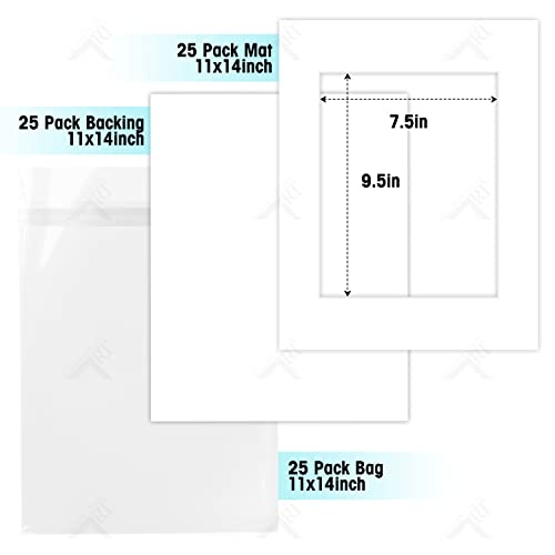 White Picture Mats for 8x10 Pictures - Pack of 25 - Acid Free - Golden State Art