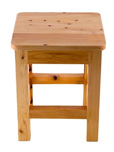 ALFI brand AB4407 10x10 Square Wooden Bench/Stool Multi-Purpose Accessory, Natural Wood