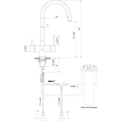 ALFI Brand Kitchen Faucet with Drinking Water Dispenser, Brushed Stainless Steel