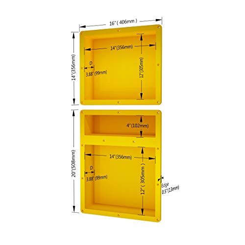 16" x 34" Waterproof Rectangle Shower Niche for Tile Flush Mount Install