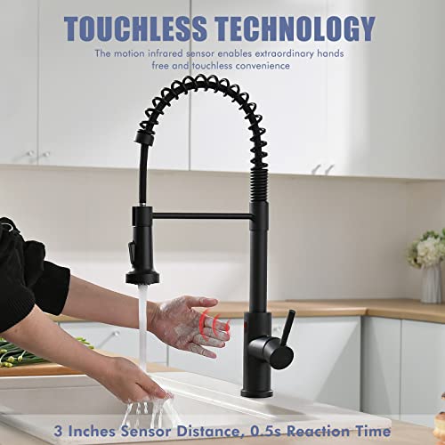 GIMILI Motion Sensor Matte Black Kitchen Faucet with Pull Down Sprayer