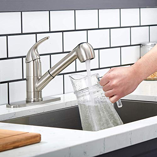 Comllen Commercial Brushed Nickel Single Handle Pull Out Kitchen Faucet with Sprayer
