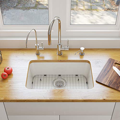 ALFI AB503UM-W 24 White Fireclay Undermount Kitchen Sink